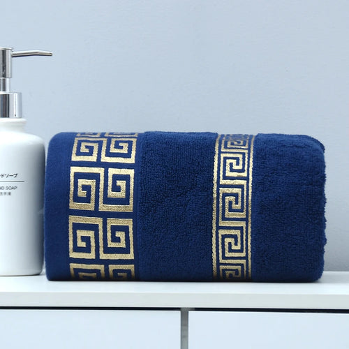 140x70cm Embroidered Big Blue Bath Towels Wholesale Cotton Bathroom