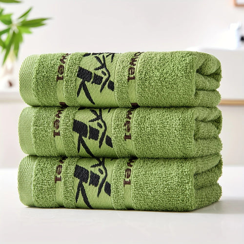 3pcs Green Bamboo Fiber Bathroom Towels Sets 34x74cm/70x140cm