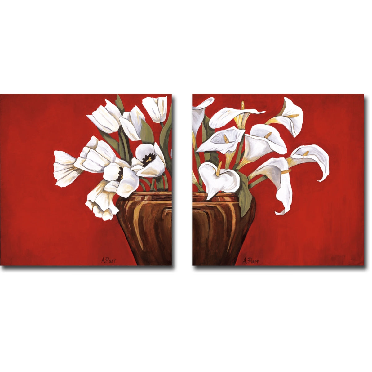 Artistic Home Gallery 1212J818CG Tulips on Red & Callas on Red by Ann
