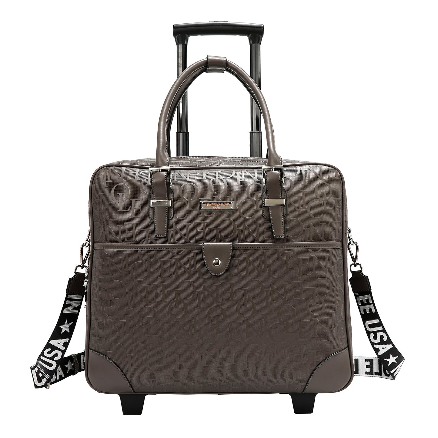 BOLSO RECTANGULAR CON RUEDAS MONOGRAMA (GRIS OSCURO)