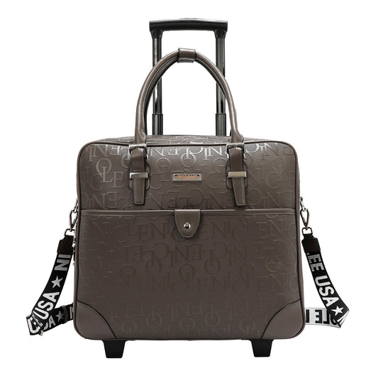 BOLSO RECTANGULAR CON RUEDAS MONOGRAMA (GRIS OSCURO)