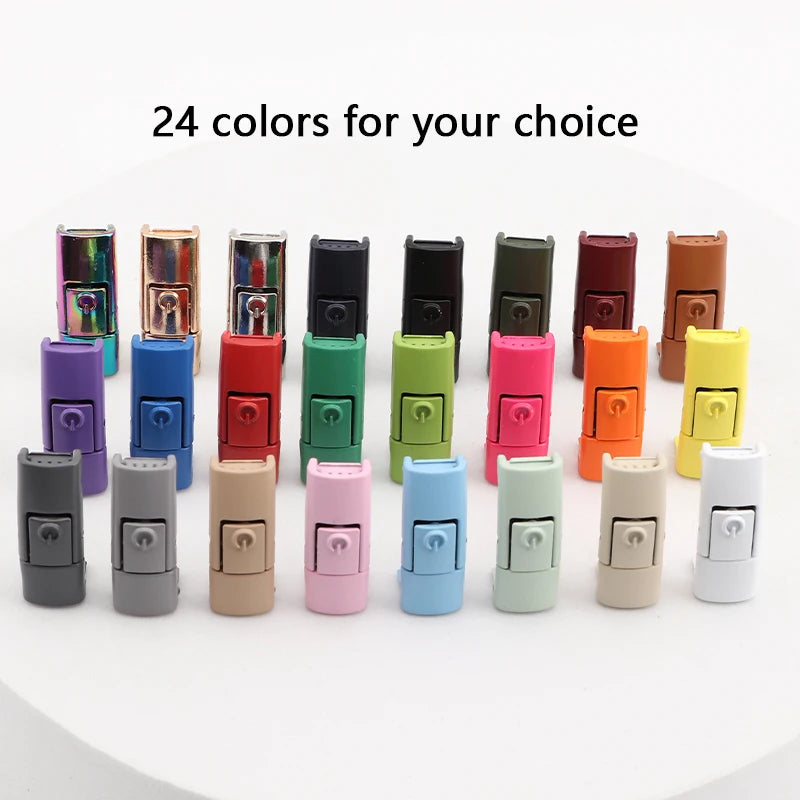 New Colorful Shoelaces Press buckle Metal Shoelace Clip Press Lock
