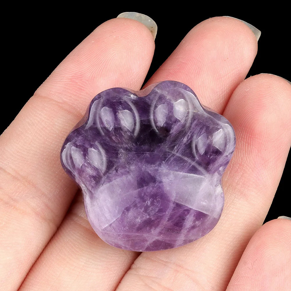 1PC Cat Paw Natural Crystal Ornaments Amethyst Rose Quartzs Beads