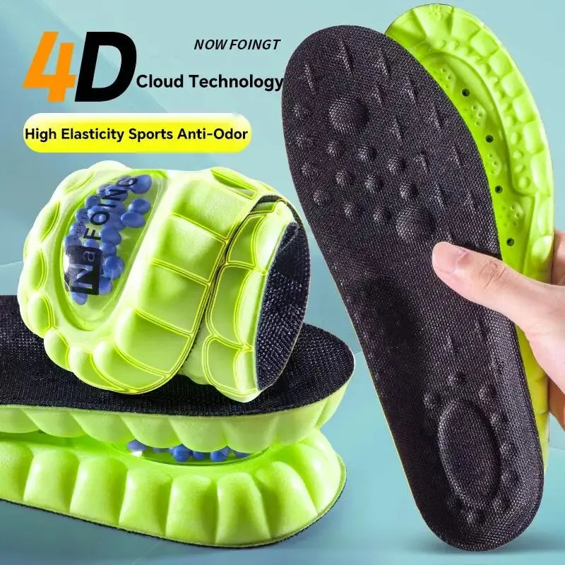 1Pair 4D Cloud Sport Insoles for Shoes PU Air Cushion Sole Soft Shock