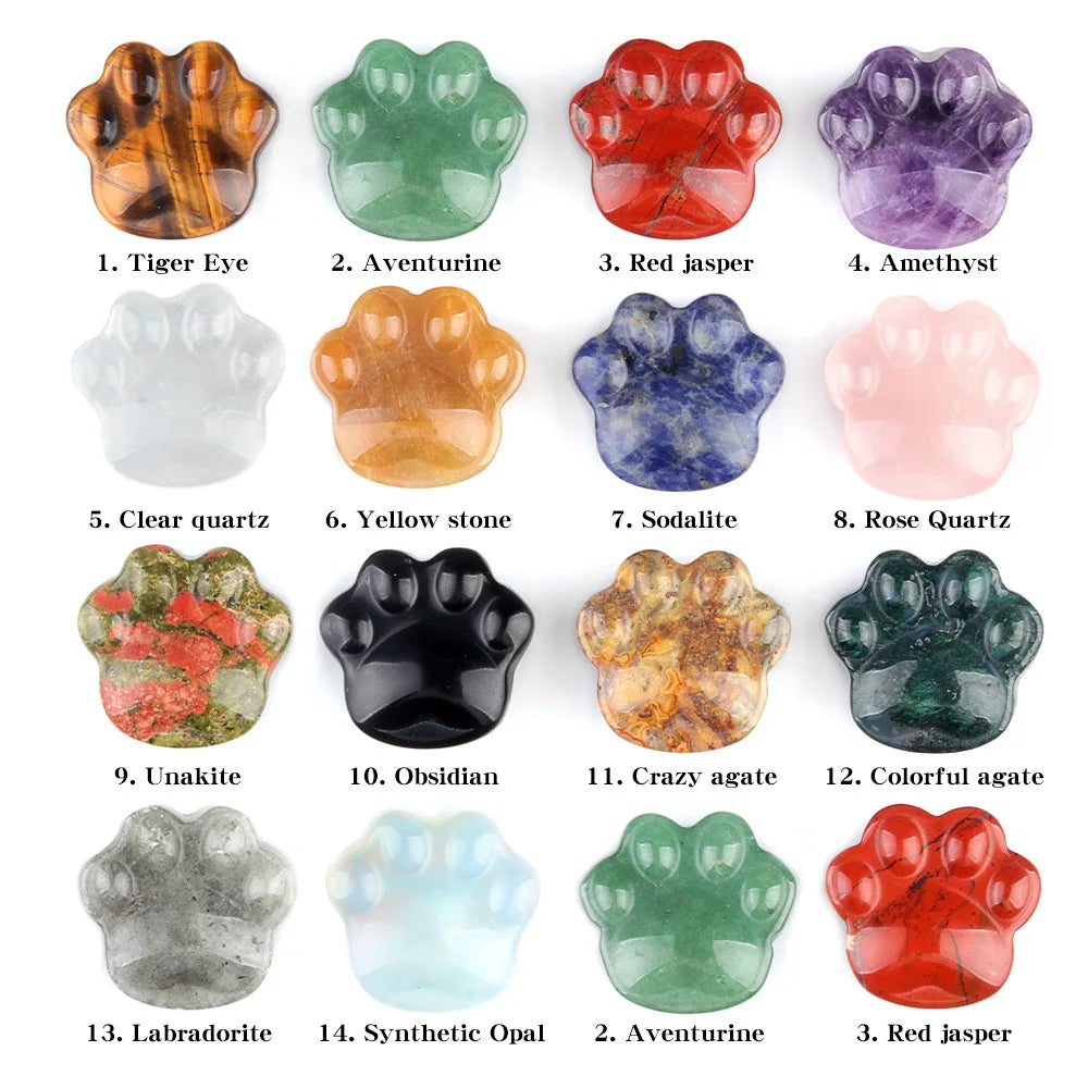 1PC Cat Paw Natural Crystal Ornaments Amethyst Rose Quartzs Beads