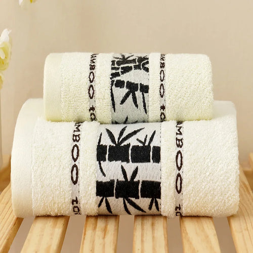 2pcs Set Bath Bamboo Towels Set 1PCS 35X75CM Hand Face Towel 1PCS