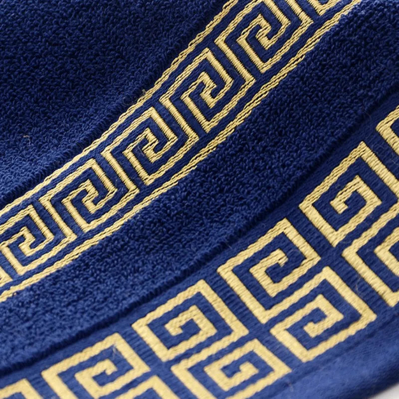 140x70cm Embroidered Big Blue Bath Towels Wholesale Cotton Bathroom