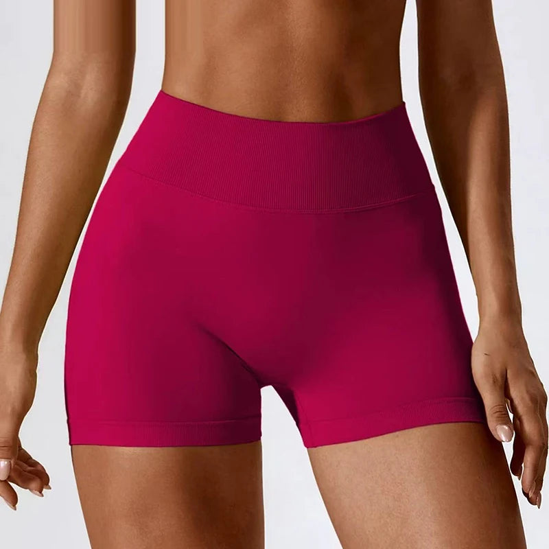 Women's High-Waist Yoga Sports Shorts Summer V-Shaped Widen Peach Hip