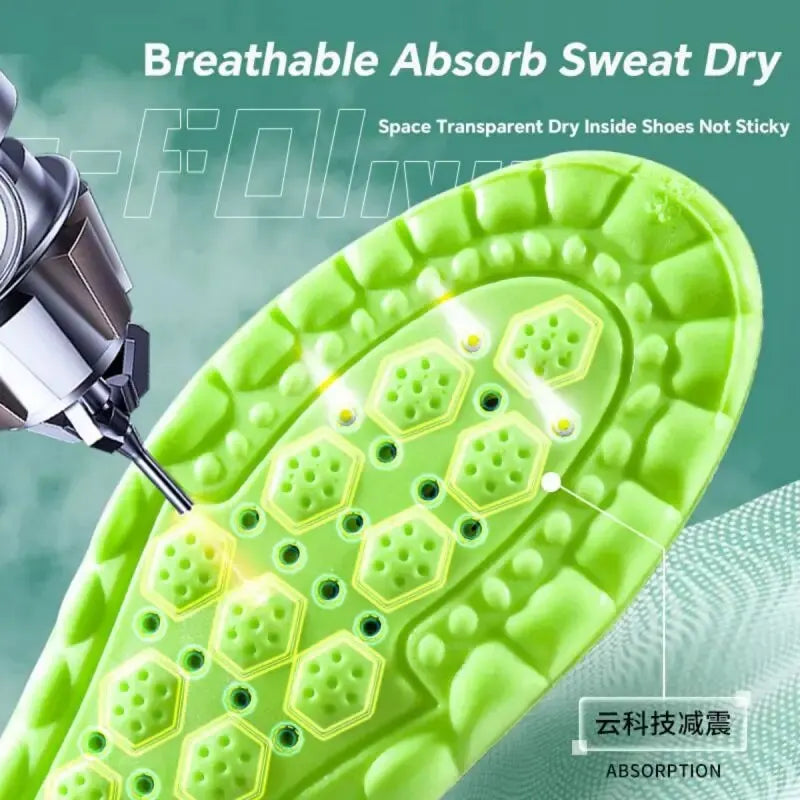 1Pair 4D Cloud Sport Insoles for Shoes PU Air Cushion Sole Soft Shock