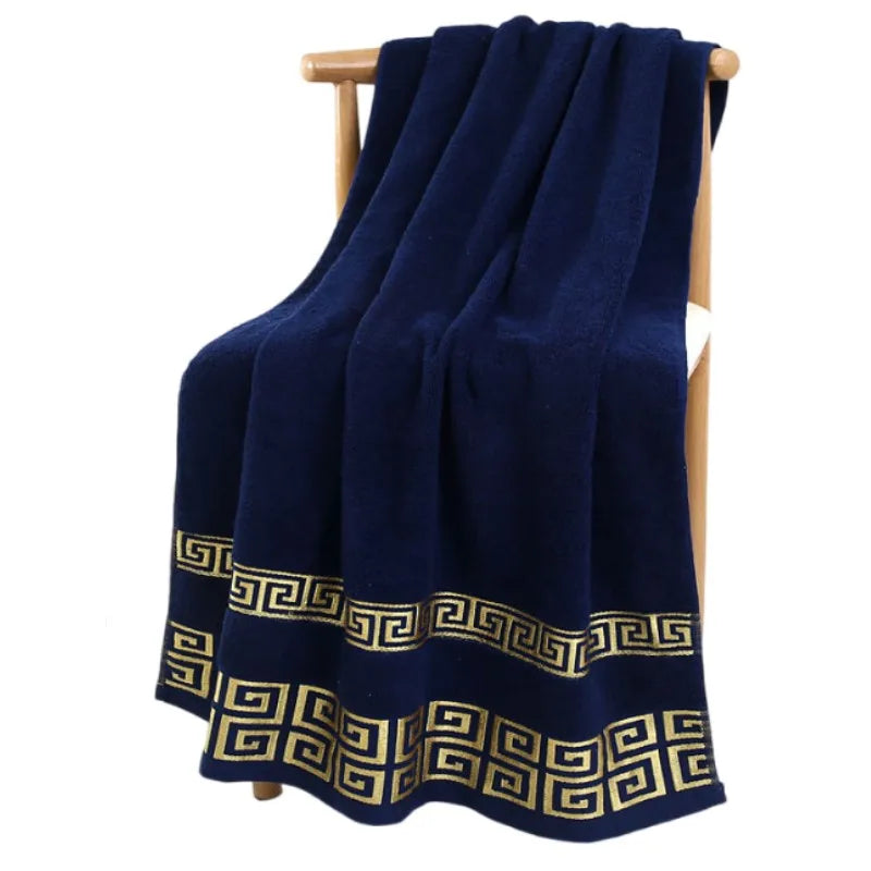 140x70cm Embroidered Big Blue Bath Towels Wholesale Cotton Bathroom
