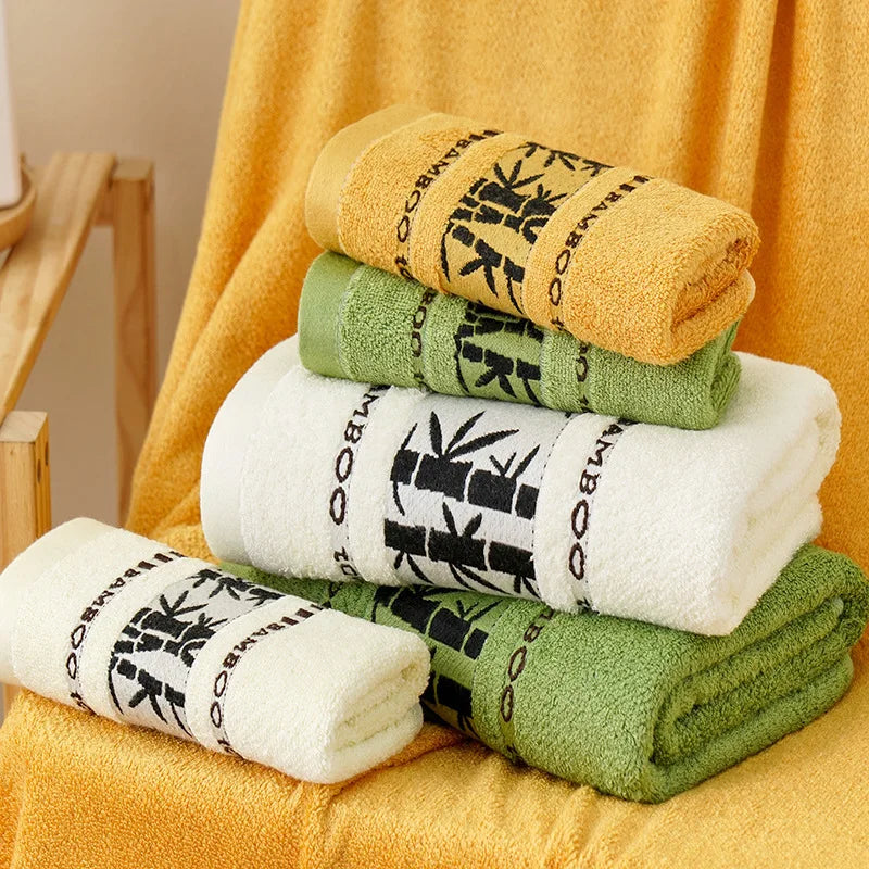 2pcs Set Bath Bamboo Towels Set 1PCS 35X75CM Hand Face Towel 1PCS