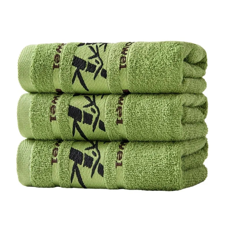 3pcs Green Bamboo Fiber Bathroom Towels Sets 34x74cm/70x140cm