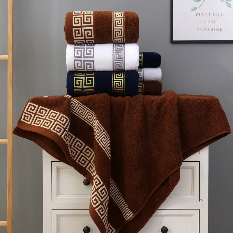 140x70cm Embroidered Big Blue Bath Towels Wholesale Cotton Bathroom