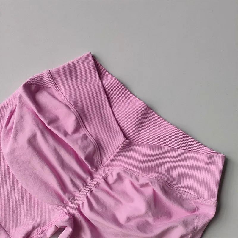 Women's High-Waist Yoga Sports Shorts Summer V-Shaped Widen Peach Hip