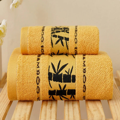 2pcs Set Bath Bamboo Towels Set 1PCS 35X75CM Hand Face Towel 1PCS