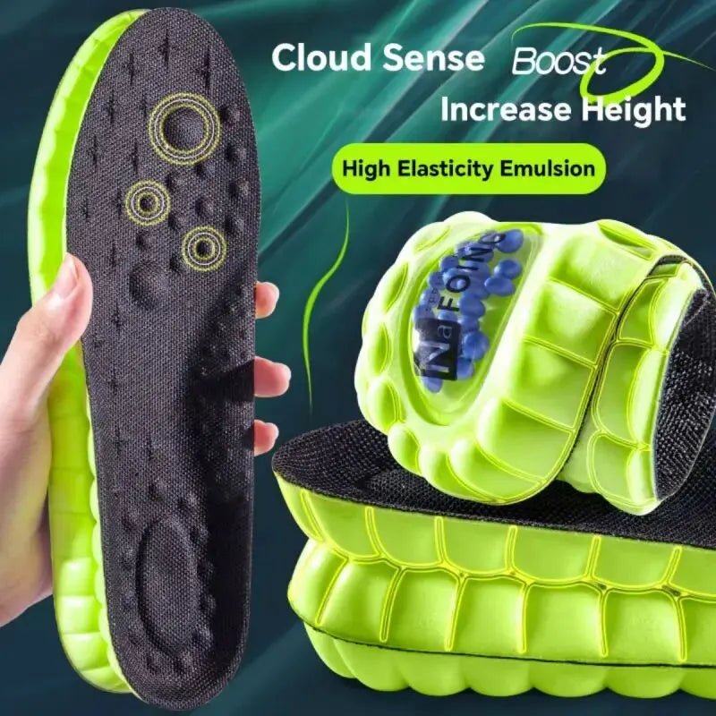 1Pair 4D Cloud Sport Insoles for Shoes PU Air Cushion Sole Soft Shock