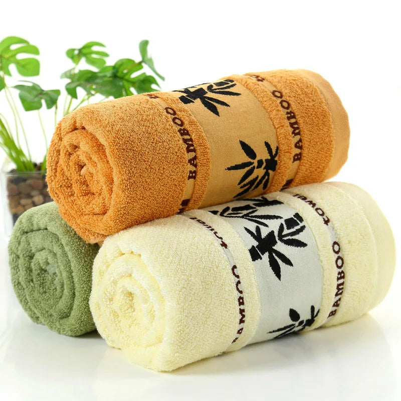 3pcs Green Bamboo Fiber Bathroom Towels Sets 34x74cm/70x140cm