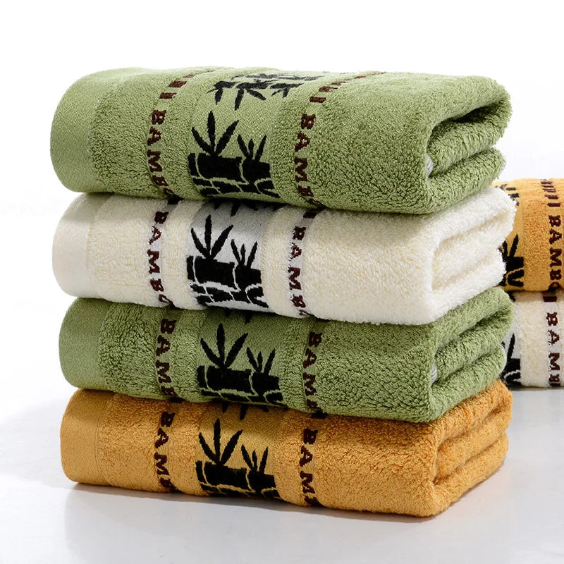 2pcs Set Bath Bamboo Towels Set 1PCS 35X75CM Hand Face Towel 1PCS