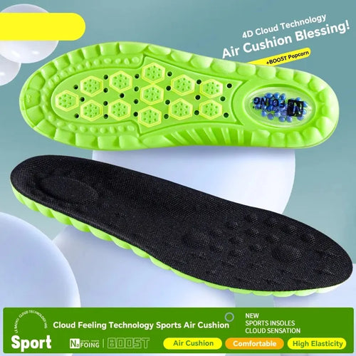 1Pair 4D Cloud Sport Insoles for Shoes PU Air Cushion Sole Soft Shock
