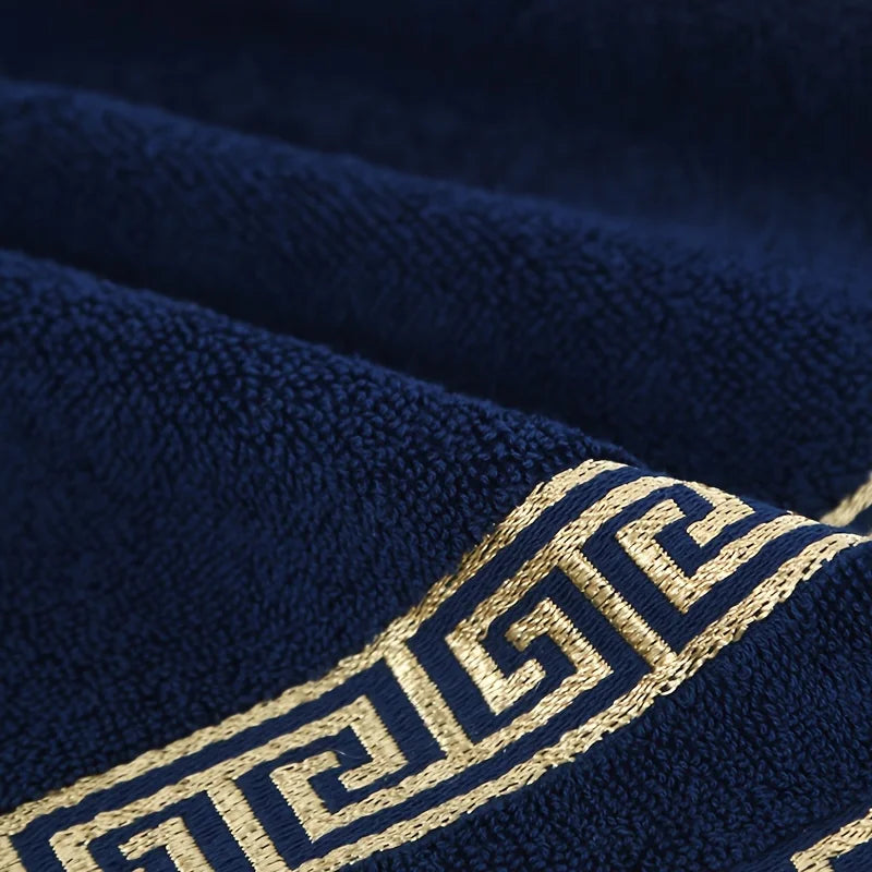140x70cm Embroidered Big Blue Bath Towels Wholesale Cotton Bathroom