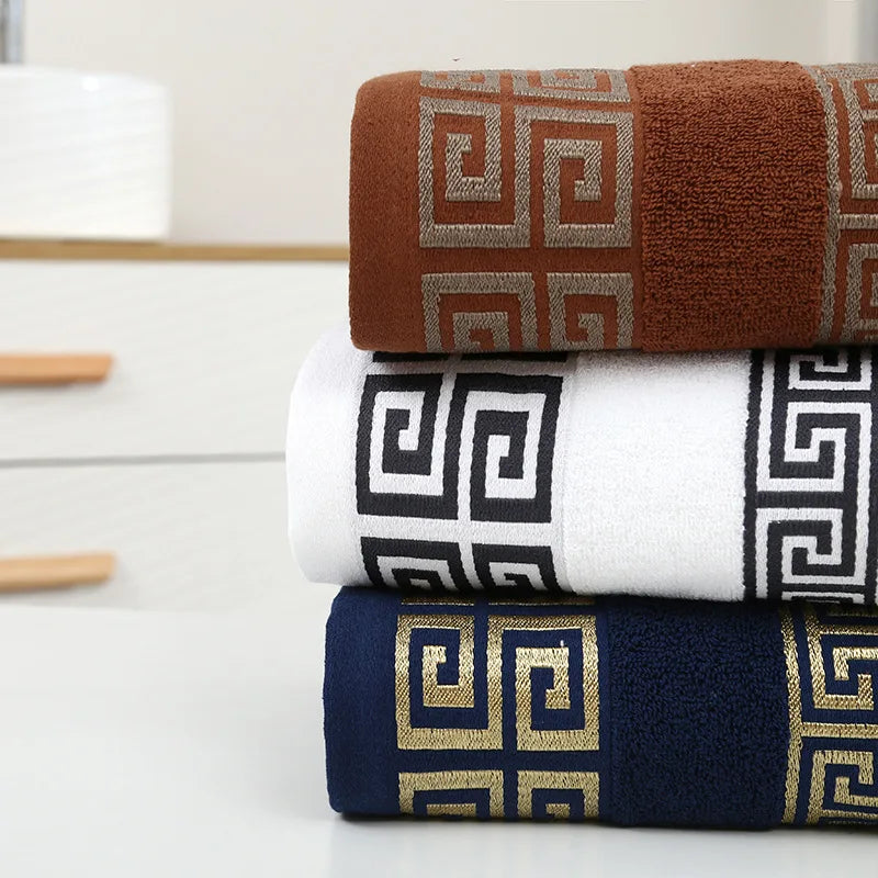 140x70cm Embroidered Big Blue Bath Towels Wholesale Cotton Bathroom